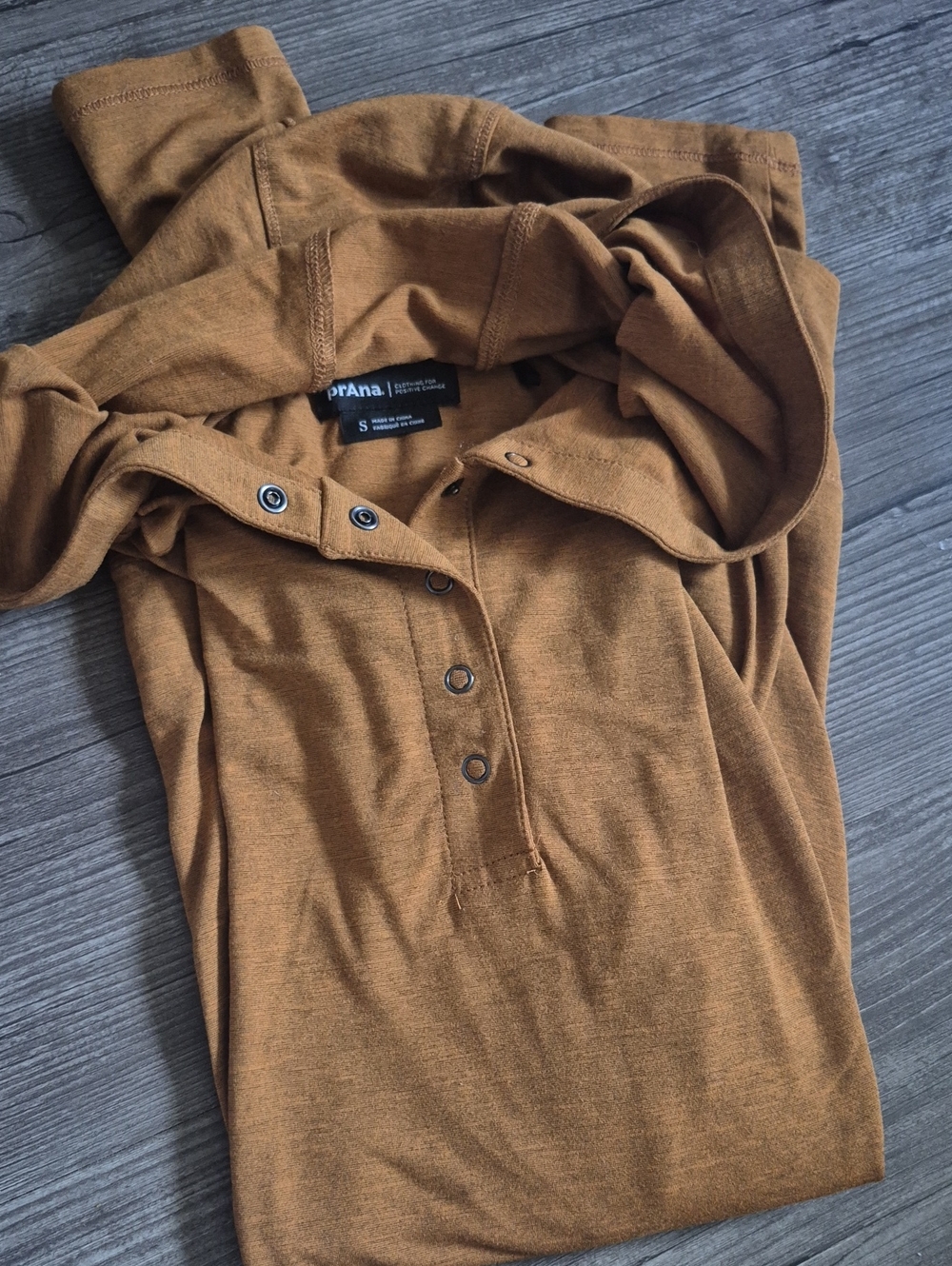 Prana Women's Mustard Hooded Henley Pullover